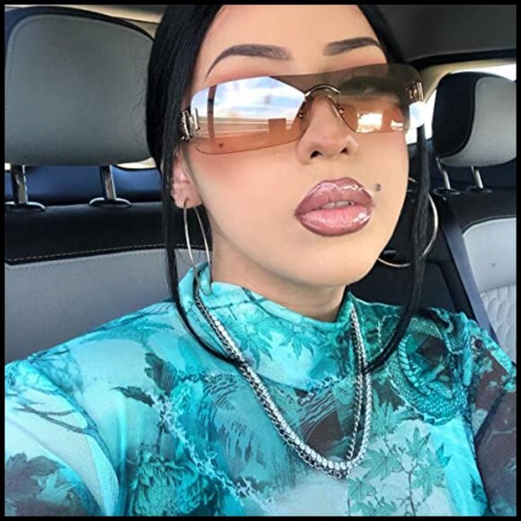 Y2K Retro Rimless Sunglasses Flame Design Metal Frame UV400 Protection Unisex main image 6